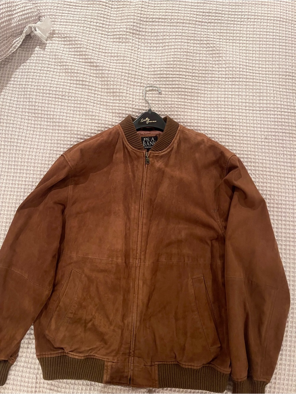 Jos. A. Bank Chestnut Brown Suede Bomber Jacket